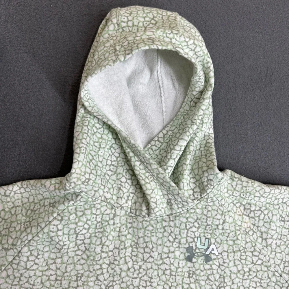 Under Armour Hoodie Youth XL Green Pebble Print Loose Fit Fleece Pullover Sporty